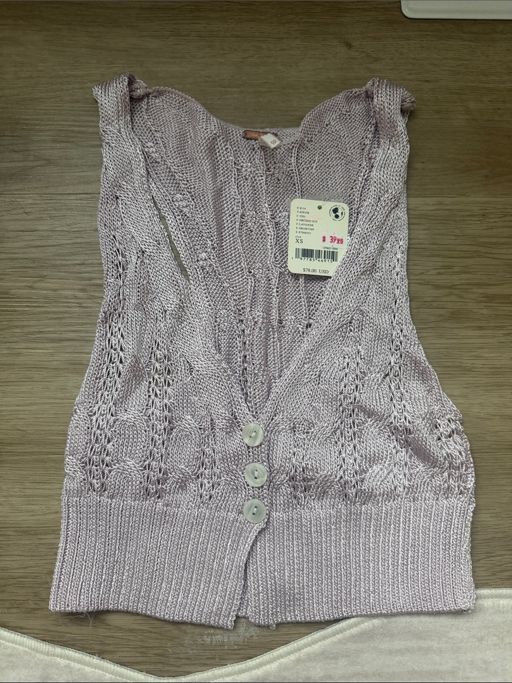Free People Lavender Knit Button-Down Vest